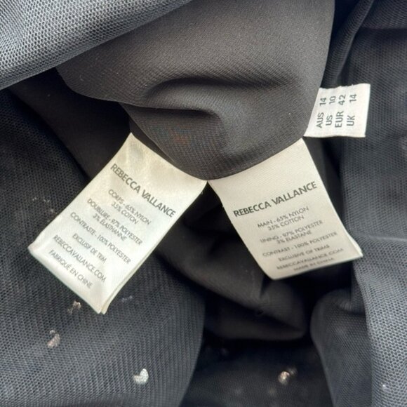 🆕REBECCA VALLANCE 🧿 NWOT Diana Black Sequined Mesh Trimmed Gown Sz AU 14 US 10 - Picture 14 of 16